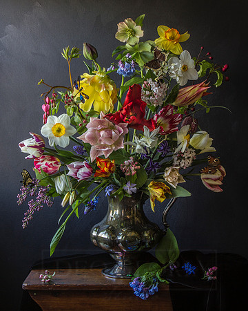 Still Life With Flowers And Insects In The Style Of Rachel Ruysch